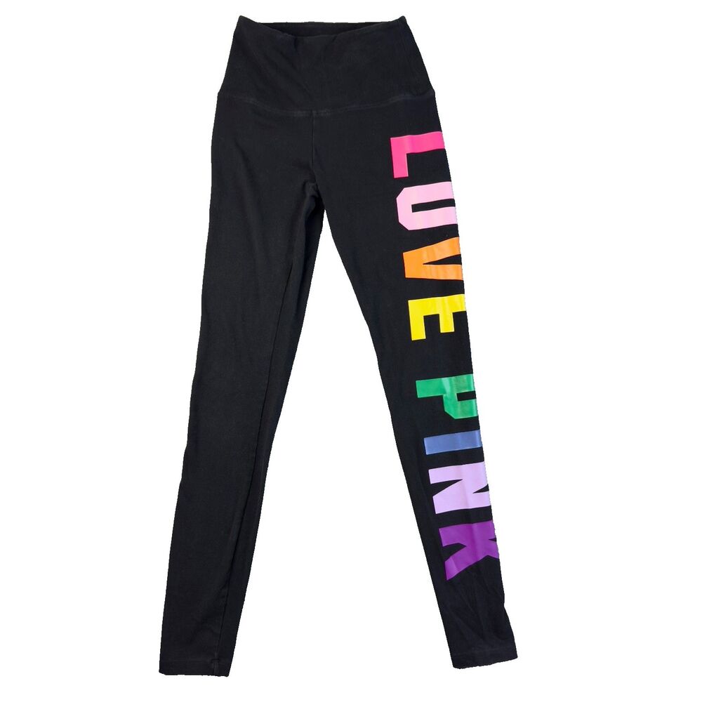 Victoria’s Secret PINK Leggings Womens Extra Small Black High Waist LOVE PINK